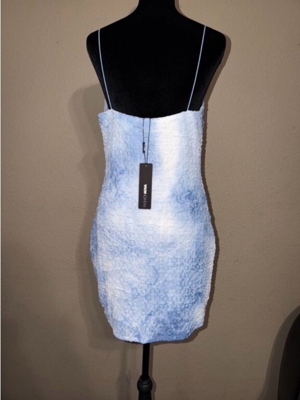 NWT Fashion Nova Talia Textured Blue Mini Dress 1X